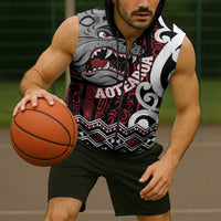Personalised Aotearoa Bulldog Sleeveless Zip Hoodie New Zealand Maori Taniko Art LT14 - Polynesian Pride