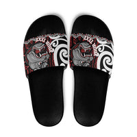 Personalised Aotearoa Bulldog Slide Sandals New Zealand Maori Taniko Art LT14 Red - Polynesian Pride