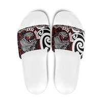 Personalised Aotearoa Bulldog Slide Sandals New Zealand Maori Taniko Art LT14 Red - Polynesian Pride