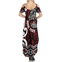 Personalised Aotearoa Bulldog Summer Maxi Dress New Zealand Maori Taniko Art LT14 - Polynesian Pride