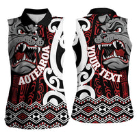 Personalised Aotearoa Bulldog Women Sleeveless Polo Shirt New Zealand Maori Taniko Art LT14 - Polynesian Pride