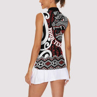 Personalised Aotearoa Bulldog Women Sleeveless Polo Shirt New Zealand Maori Taniko Art LT14 - Polynesian Pride
