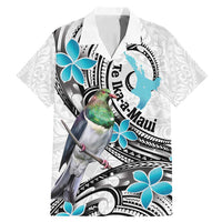 Aotearoa Te Ika-a-Maui Family Matching Mermaid Dress and Hawaiian Shirt South Island Kekeru Maori Koru LT14 Dad's Shirt - Short Sleeve White - Polynesian Pride