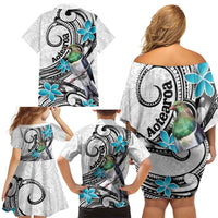Aotearoa Te Ika-a-Maui Family Matching Off Shoulder Short Dress and Hawaiian Shirt South Island Kekeru Maori Koru LT14 - Polynesian Pride