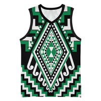 Green New Zealand Taniko Poutama Patikitiki Basketball Jersey LT14 Unisex Green - Polynesian Pride