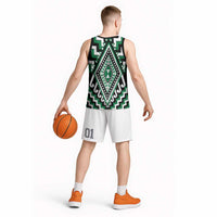 Green New Zealand Taniko Poutama Patikitiki Basketball Jersey LT14 - Polynesian Pride
