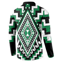 Green Aotearoa Taniko Poutama Patikitiki Button Sweatshirt