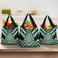 Green Aotearoa Taniko Poutama Patikitiki Grocery Bag