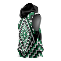 Green New Zealand Taniko Poutama Patikitiki Sleeveless Hoodie LT14 - Polynesian Pride