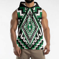 Green New Zealand Taniko Poutama Patikitiki Sleeveless Hoodie LT14 - Polynesian Pride