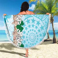 Cook Islands Tiare Maori With Conch Shell Beach Blanket Pasifika Fest Polynesian Tattoo Turquoise