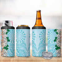 Cook Islands Tiare Maori With Conch Shell 4 in 1 Can Cooler Tumbler Pasifika Fest Polynesian Tattoo Turquoise LT14 - Polynesian Pride