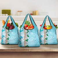 Cook Islands Tiare Maori With Conch Shell Grocery Bag Pasifika Fest Polynesian Tattoo Turquoise