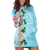 Cook Islands Tiare Maori With Conch Shell Hoodie Dress Pasifika Fest Polynesian Tattoo Turquoise LT14 Turquoise - Polynesian Pride