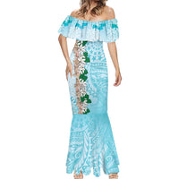 Cook Islands Tiare Maori With Conch Shell Mermaid Dress Pasifika Fest Polynesian Tattoo Turquoise