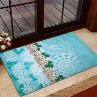 Cook Islands Tiare Maori With Conch Shell Rubber Doormat Pasifika Fest Polynesian Tattoo Turquoise