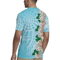 Cook Islands Tiare Maori With Conch Shell Rugby Jersey Pasifika Fest Polynesian Tattoo Turquoise