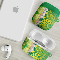 Cook Islands Tiare Maori With Conch Shell AirPods Case Pasifika Fest Polynesian Tattoo Green