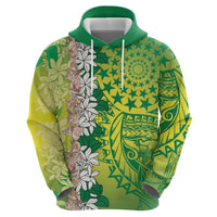 Cook Islands Tiare Maori With Conch Shell Hoodie Pasifika Fest Polynesian Tattoo Green