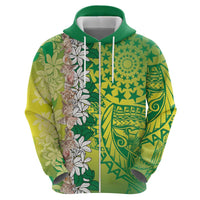 Cook Islands Tiare Maori With Conch Shell Hoodie Pasifika Fest Polynesian Tattoo Green