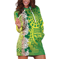 Cook Islands Tiare Maori With Conch Shell Hoodie Dress Pasifika Fest Polynesian Tattoo Green LT14 Green - Polynesian Pride