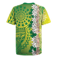 Cook Islands Tiare Maori With Conch Shell Rugby Jersey Pasifika Fest Polynesian Tattoo Green