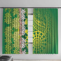 Cook Islands Tiare Maori With Conch Shell Window Curtain Pasifika Fest Polynesian Tattoo Green