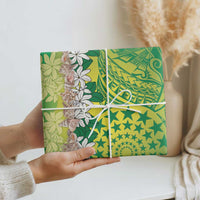 Cook Islands Tiare Maori With Conch Shell Wrapping Paper Pasifika Fest Polynesian Tattoo Green