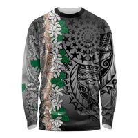 Cook Islands Tiare Maori With Conch Shell Long Sleeve Shirt Pasifika Fest Polynesian Tattoo Black