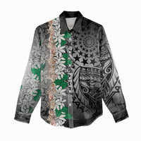 Cook Islands Tiare Maori With Conch Shell Women Casual Shirt Pasifika Fest Polynesian Tattoo Black LT14 - Polynesian Pride