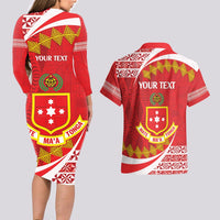 Personalised Kolisi Tonga College Atele Couples Matching Long Sleeve Bodycon Dress and Hawaiian Shirt Mate Maa Tonga 142 Years Anniversary LT14 - Polynesian Pride