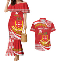 Personalised Kolisi Tonga College Atele Couples Matching Mermaid Dress and Hawaiian Shirt Mate Maa Tonga 142 Years Anniversary LT14 Red - Polynesian Pride