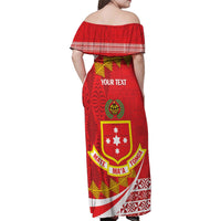 Personalised Kolisi Tonga College Atele Family Matching Off Shoulder Maxi Dress and Hawaiian Shirt Mate Maa Tonga 142 Years Anniversary LT14 - Polynesian Pride