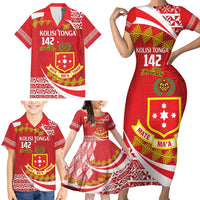 Personalised Kolisi Tonga College Atele Family Matching Short Sleeve Bodycon Dress and Hawaiian Shirt Mate Maa Tonga 142 Years Anniversary LT14 - Polynesian Pride