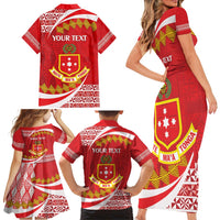 Personalised Kolisi Tonga College Atele Family Matching Short Sleeve Bodycon Dress and Hawaiian Shirt Mate Maa Tonga 142 Years Anniversary LT14 - Polynesian Pride