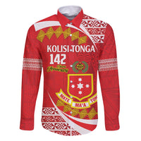 Personalised Kolisi Tonga College Atele Family Matching Summer Maxi Dress and Hawaiian Shirt Mate Maa Tonga 142 Years Anniversary LT14 Dad's Shirt - Long Sleeve Red - Polynesian Pride