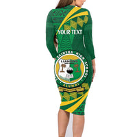 Personalised Tonga Liahona-Saineha High School Family Matching Long Sleeve Bodycon Dress and Hawaiian Shirt Happy 76 Years Anniversary LT14 - Polynesian Pride
