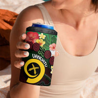Long God Yumi Stanap Vanuatu 4 in 1 Can Cooler Tumbler Tropical Flowers Aboriginal Pattern