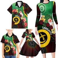 Long God Yumi Stanap Vanuatu Family Matching Long Sleeve Bodycon Dress and Hawaiian Shirt Tropical Flowers Aboriginal Pattern LT14 - Polynesian Pride