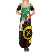 Long God Yumi Stanap Vanuatu Family Matching Summer Maxi Dress and Hawaiian Shirt Tropical Flowers Aboriginal Pattern LT14 - Polynesian Pride