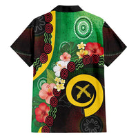Long God Yumi Stanap Vanuatu Hawaiian Shirt Tropical Flowers Aboriginal Pattern
