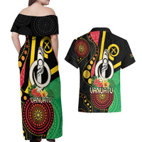 Tamtam Drum Vanuatu Couples Matching Off Shoulder Maxi Dress and Hawaiian Shirt Boar Tusk Aboriginal Flag Style LT14 - Polynesian Pride