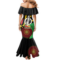 Tamtam Drum Vanuatu Family Matching Mermaid Dress and Hawaiian Shirt Boar Tusk Aboriginal Flag Style LT14 - Polynesian Pride