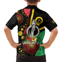 Tamtam Drum Vanuatu Family Matching Off The Shoulder Long Sleeve Dress and Hawaiian Shirt Boar Tusk Aboriginal Flag Style LT14 - Polynesian Pride