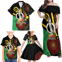 Tamtam Drum Vanuatu Family Matching Off Shoulder Maxi Dress and Hawaiian Shirt Boar Tusk Aboriginal Flag Style LT14 - Polynesian Pride