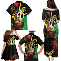 Tamtam Drum Vanuatu Family Matching Puletasi and Hawaiian Shirt Boar Tusk Aboriginal Flag Style LT14 - Polynesian Pride