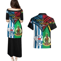 Vanuatu And West Papua Couples Matching Puletasi Dress and Hawaiian Shirt Coat Of Arms Mix Flag Style LT14 - Polynesian Pride