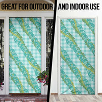 Hawaii Jade Vine Lei Door Cover Aloha Palaka Motif - Turquoise - Polynesian Pride