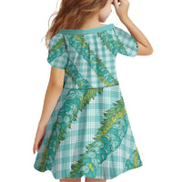 Hawaii Jade Vine Lei Family Matching Long Sleeve Bodycon Dress and Hawaiian Shirt Aloha Palaka Motif - Turquoise LT14 - Polynesian Pride