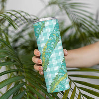 Hawaii Jade Vine Lei Skinny Tumbler Aloha Palaka Motif - Turquoise LT14 - Polynesian Pride